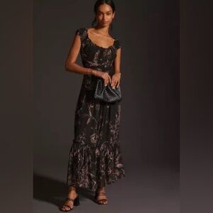 Anthropologie Ruched Sweetheart Midi Dress Size M in excellent condition